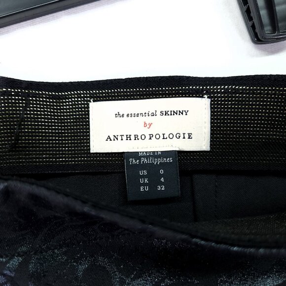 Anthropologie Jacquard Pants Size 0 The Essential Foil-Printed Tuxedo Trousers - Picture 7 of 15